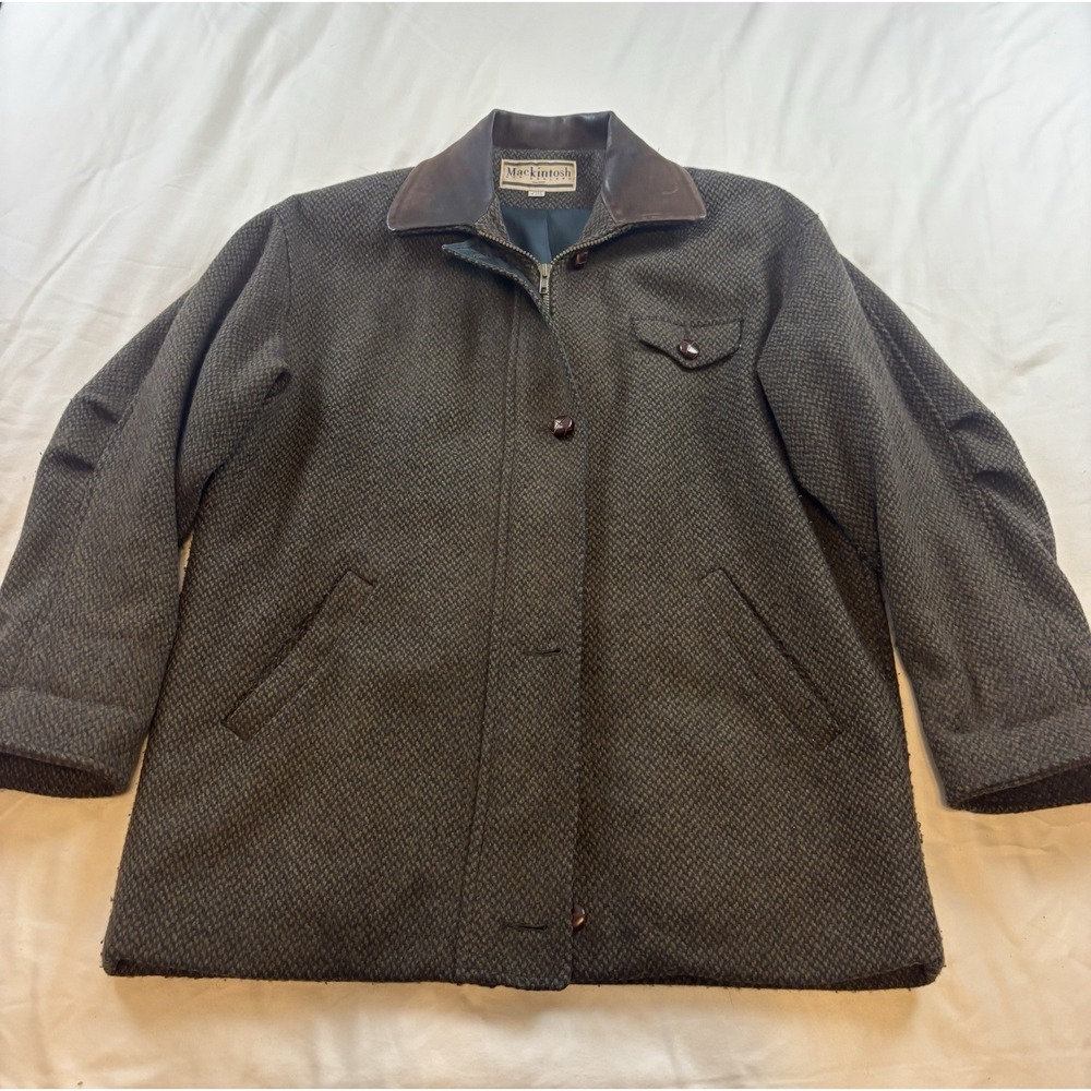 Mackintosh Jacket Women's Sz 10 Green Herringbone Wool‎ Tweed VTG